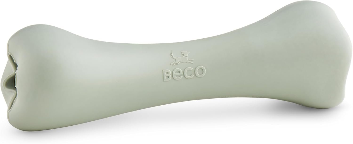 Beco-Dog-Toy-Natural-Rubber-Chew-Bone-Toy-with-Treat-Hole-Green