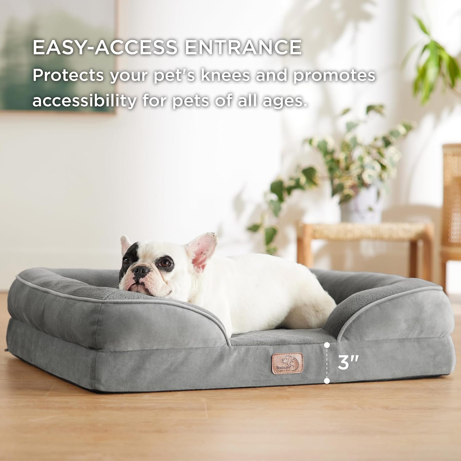 Bedsure Orthopedic Dog Bed for Medium Dogs - Waterproof Dog Sofa Beds Medium, Supportive Foam Pet Couch Bed with Removable Washable Cover, Waterproof Lining