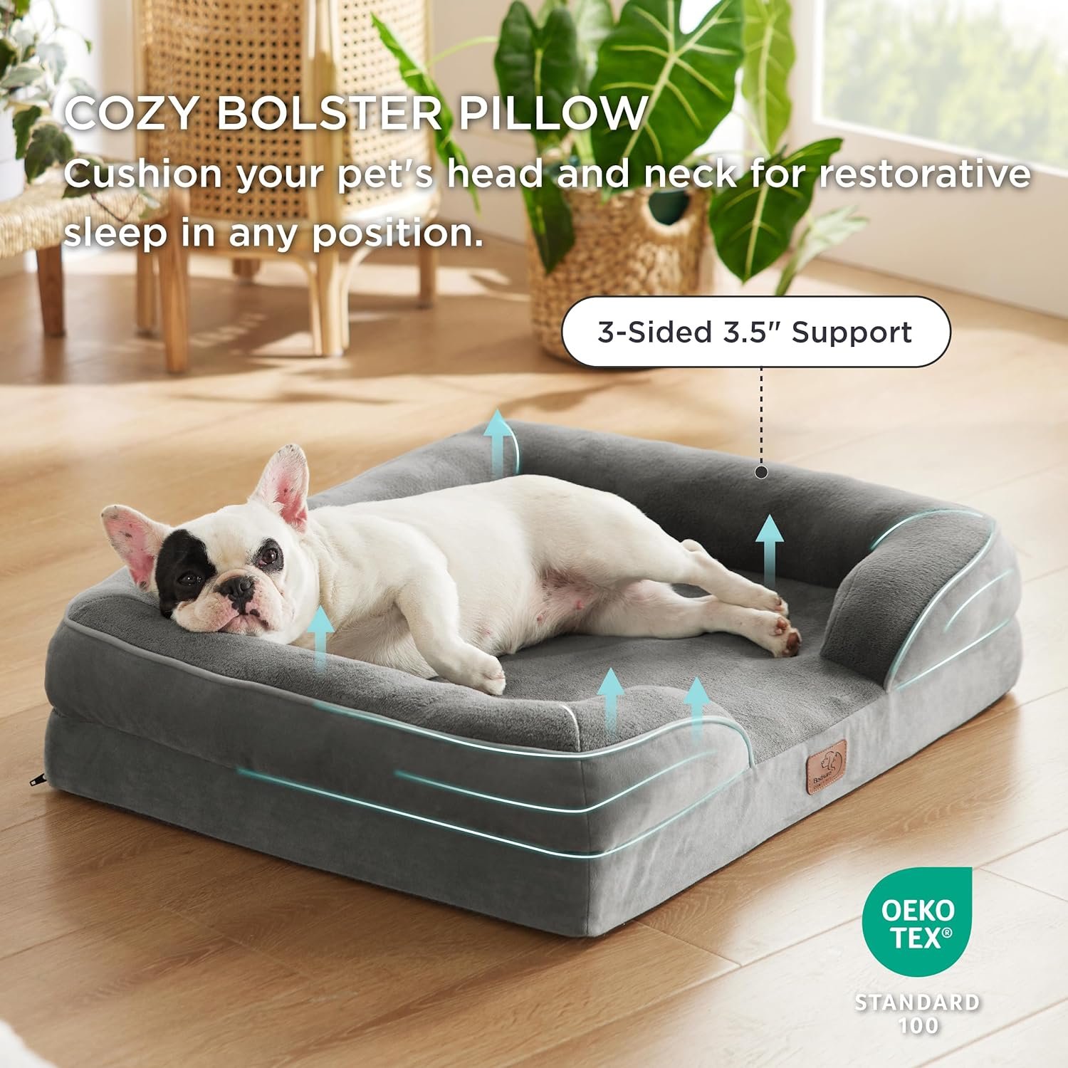 Bedsure Orthopedic Dog Bed for Medium Dogs - Waterproof Dog Sofa Beds Medium, Supportive Foam Pet Couch Bed with Removable Washable Cover, Waterproof Lining