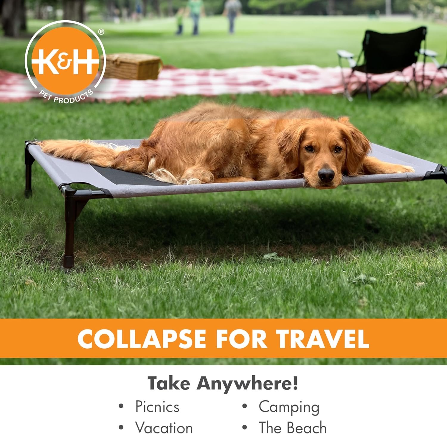 K&H Pet Products Dog Cots Beds for Large Dog- Elevated Outdoor Dog Cot Bed- Raised Dog Hammock Cooling Bed- Washable, Portable Dog Cot- Heavy Duty